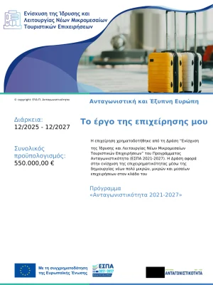 Ενίσχυση της Ίδρυσης και Λειτουργίας Νέων Μικρομεσαίων Τουριστικών Επιχειρήσεων